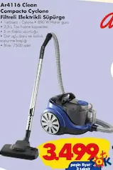 ARZUM AR4116 CLEAN COMPACTO CYCLONE FİLTRELİ ELEKTRİKLİ SÜPÜRGE